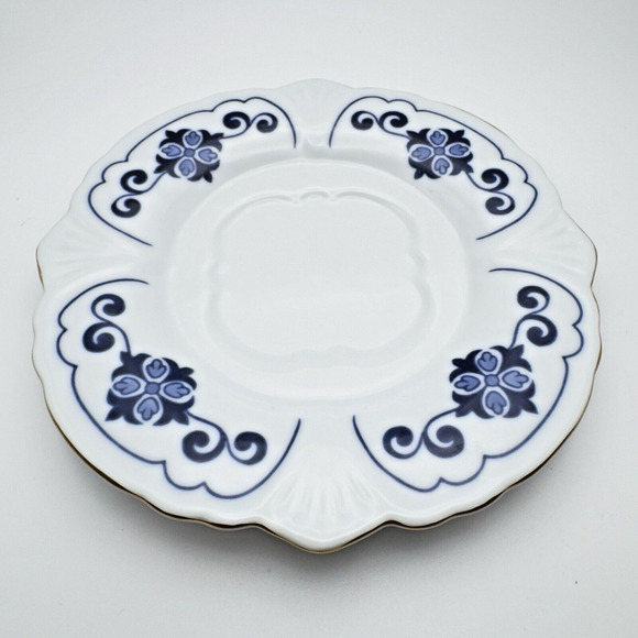 Vintage Bombay China Blue White Summerhill Pattern Saucers Set of 2 Replacement - Picture 6 of 8